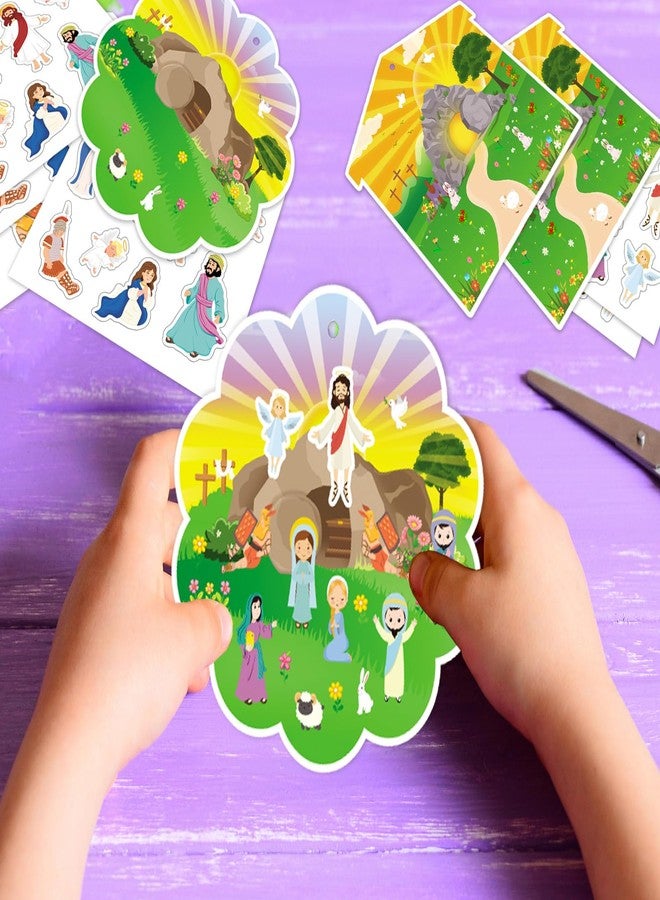 JUESMOS 16PCS Make an Easter He Lives Sticker Scenes for Kids Religious Easter Stickers Craft Resurrection Scene Sticker Ornaments for Tree Decor Christian Jesus Stickers Spring Party Favor - Image 5